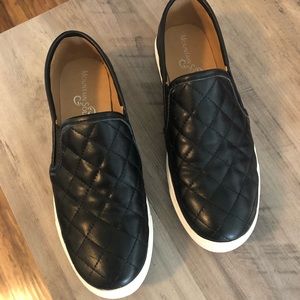 Quilted “leather” slide-ons